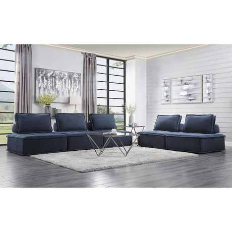 Ulrich Blue Upholstered Tufted Love Seat with Fabric Swatch