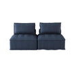 Ulrich Blue Upholstered Tufted Love Seat Front View