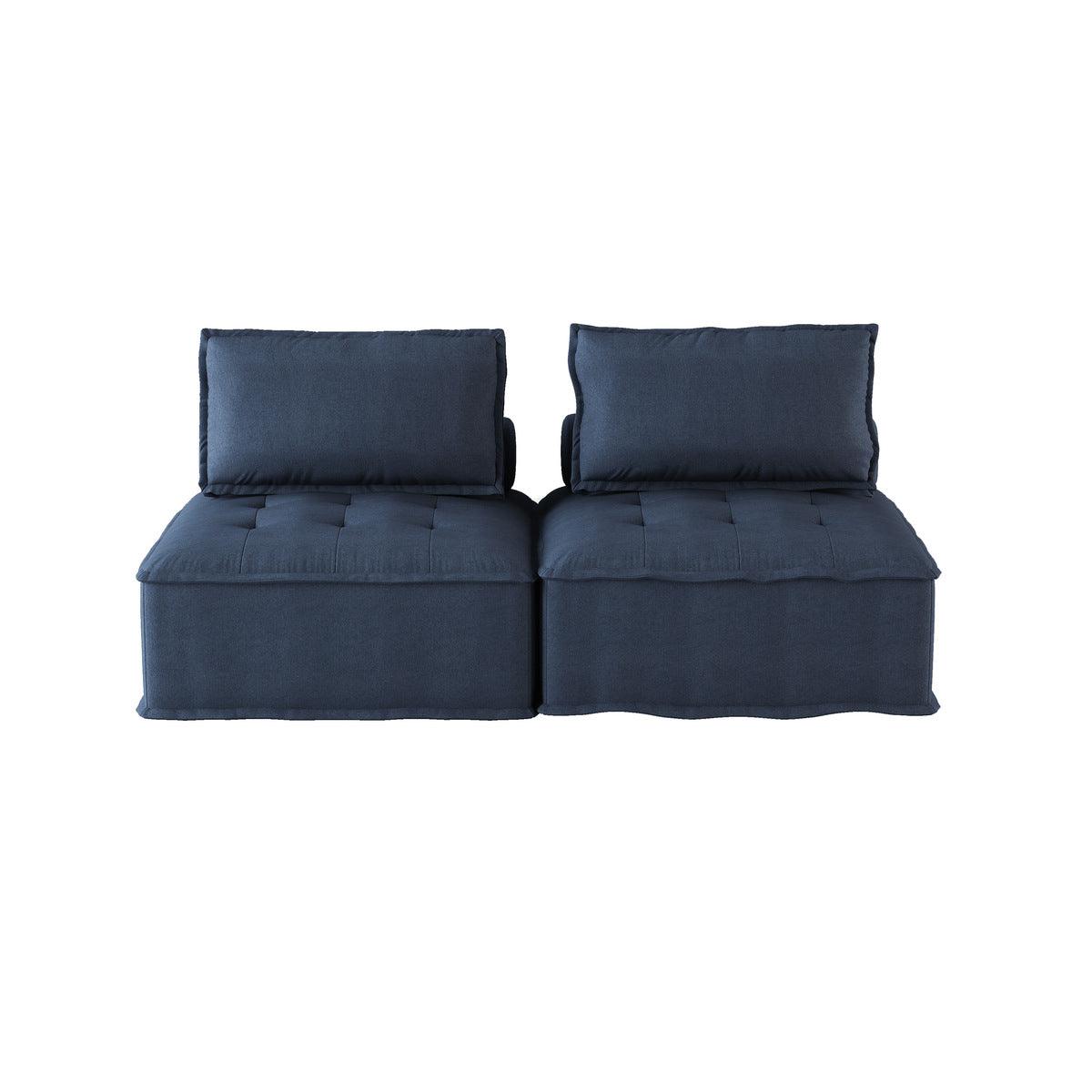 Ulrich Blue Upholstered Tufted Love Seat Front View