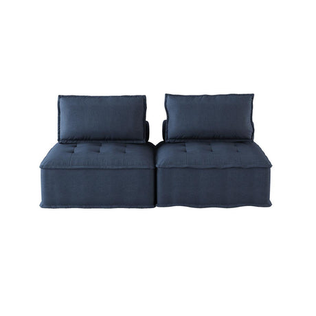 Ulrich Blue Upholstered Tufted Love Seat Front View