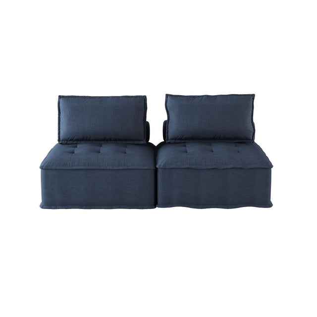 Ulrich Blue Upholstered Tufted Love Seat Front View