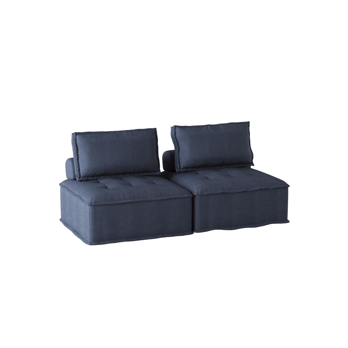 Ulrich Blue Upholstered Tufted Love Seat Side View