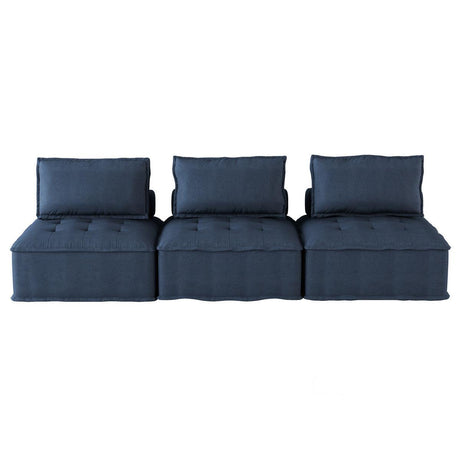 Ulrich blue tufted fabric sofa main front view