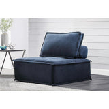 Ulrich Blue Modular Chair with square ottoman seating setup