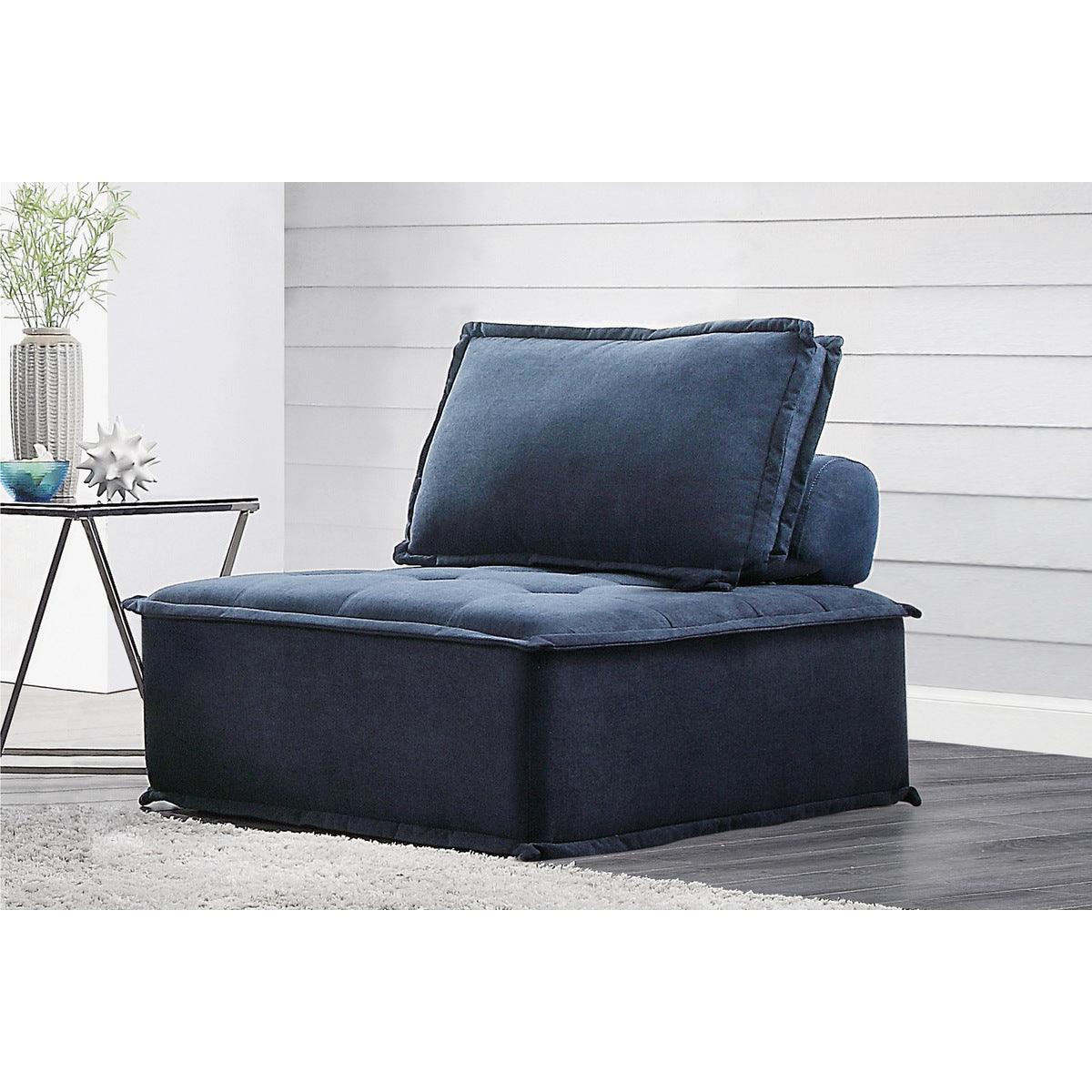 Ulrich Blue Modular Chair with square ottoman seating setup