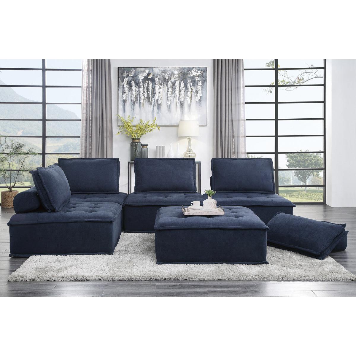 Ulrich Blue Sectional sofa side seating view