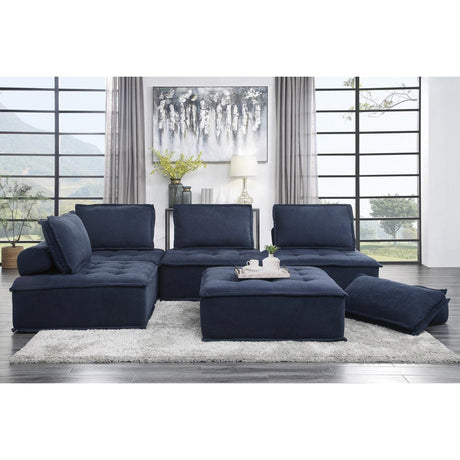 Ulrich Blue Sectional sofa side seating view