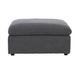 Guthrie Gray Ottoman front view showing textured microfiber upholstery and sturdy wood-finished legs