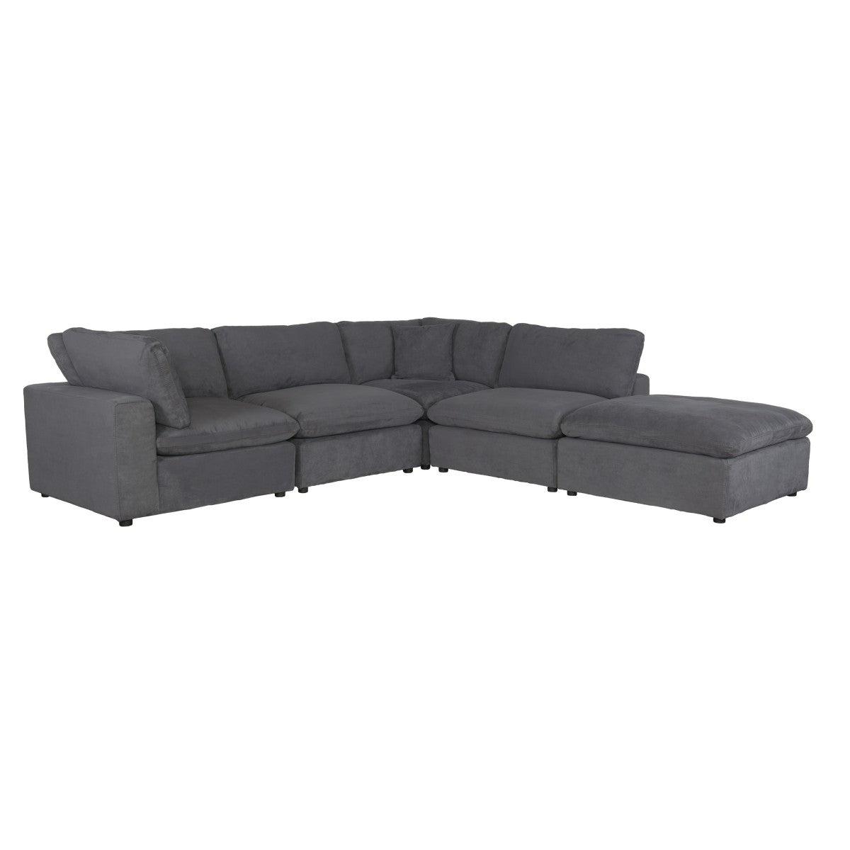 main view of Guthrie Gray 5-Piece Modular Sectional sofa with ottoman