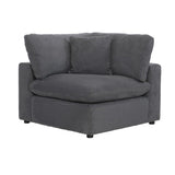 up-close detail of Guthrie Gray sectional's upholstery and cushions