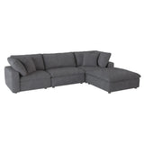 Guthrie Gray 4-Piece Modular Fabric Sectional Sofa with Ottoman front view