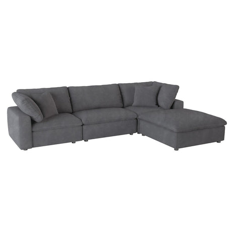 Guthrie Gray 4-Piece Modular Fabric Sectional Sofa with Ottoman front view