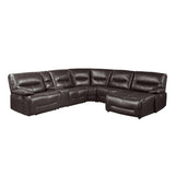 Dyersburg Brown Premium Faux Leather Upholstery 6-Piece Power Reclining Sectional With Right Chaise - Ella Furniture