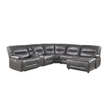Dyersburg Gray Premium Faux Leather Upholstery 6-Piece Power Reclining Sectional With Right Chaise - Ella Furniture