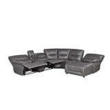 Dyersburg Gray Premium Faux Leather Upholstery 6-Piece Power Reclining Sectional With Right Chaise - Ella Furniture