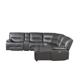 Dyersburg Gray Premium Faux Leather Upholstery 6-Piece Power Reclining Sectional With Right Chaise - Ella Furniture