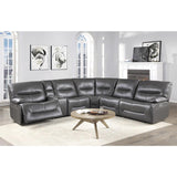 Dyersburg Gray Solid Wood Premium Faux Leather Upholstery 6-Piece Power Reclining Sectional - Ella Furniture