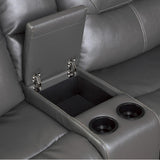 Dyersburg Gray Premium Faux Leather Upholstery 6-Piece Power Reclining Sectional With Right Chaise - Ella Furniture