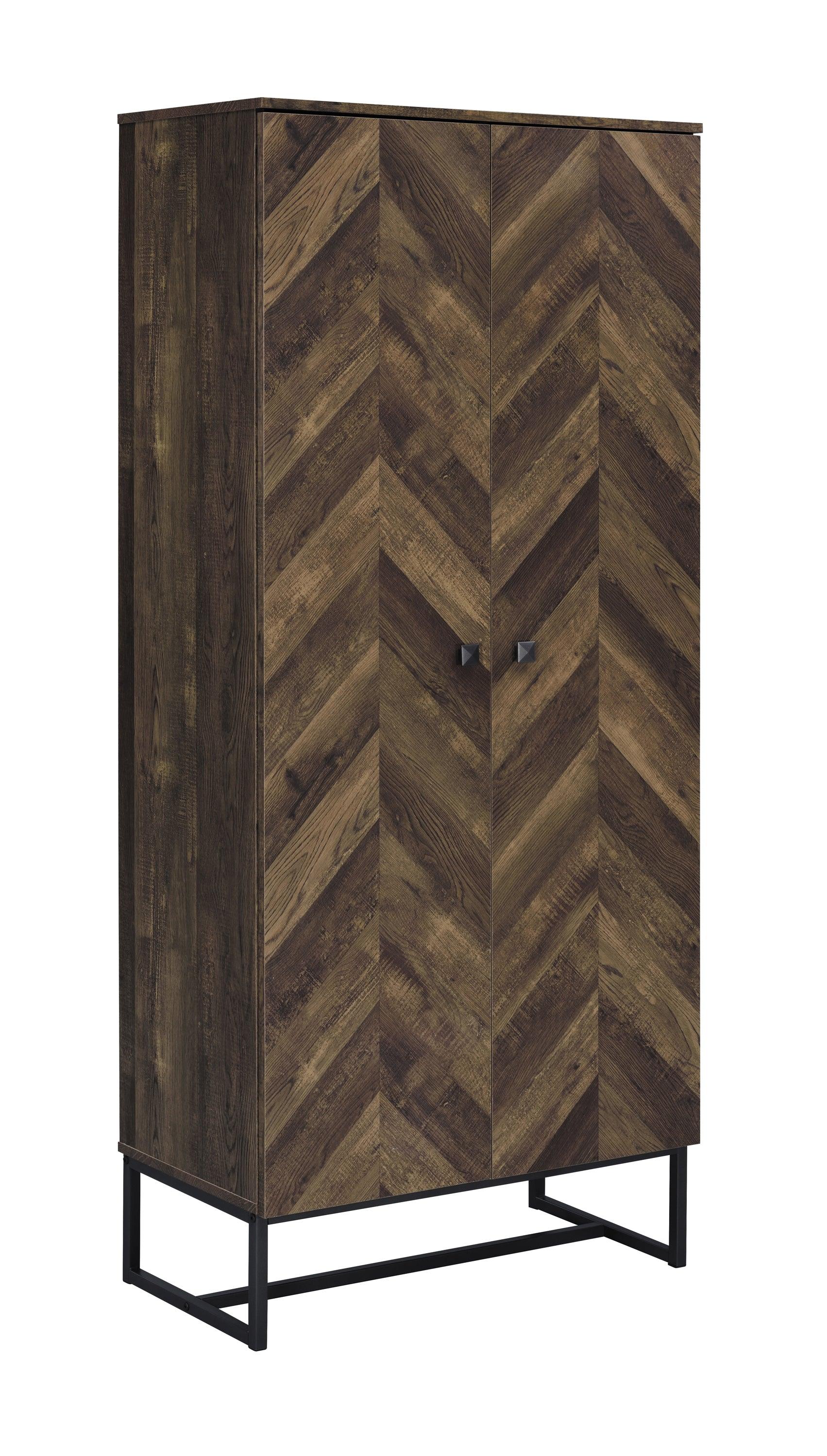 Carolyn Accent Cabinet showing weathered herringbone patterned doors