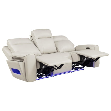 Rojas Dual Power Reclining Sofa with Drop-Down Console Greige — product image 3