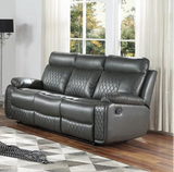 Socorro Gray Faux Leather Double Reclining Sofa