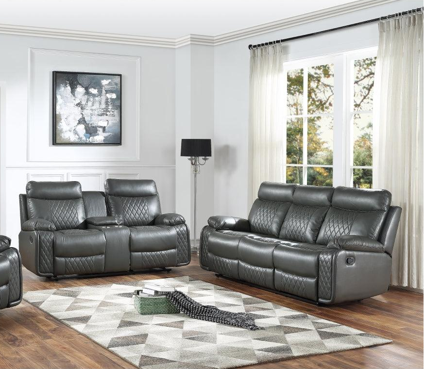 Gray Faux Leather 2-Piece Sofa and Loveseat Set