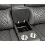 Close-up of left console with cup holders