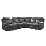 Socorro Gray Faux Leather 3-Piece Reclining Sectional front angle