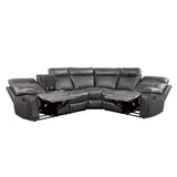 Open left console of Socorro Gray Reclining Sectional