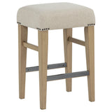 Naser Beige Upholstered Counter Stool Light Oak Set of 2 — product view