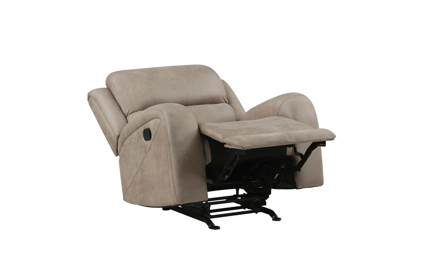 Pagosa brown microfiber reclining sofa viewed from the front