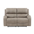 Pagosa Brown microfiber double reclining loveseat front angle