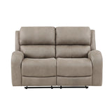 Pagosa Brown microfiber double reclining loveseat front angle