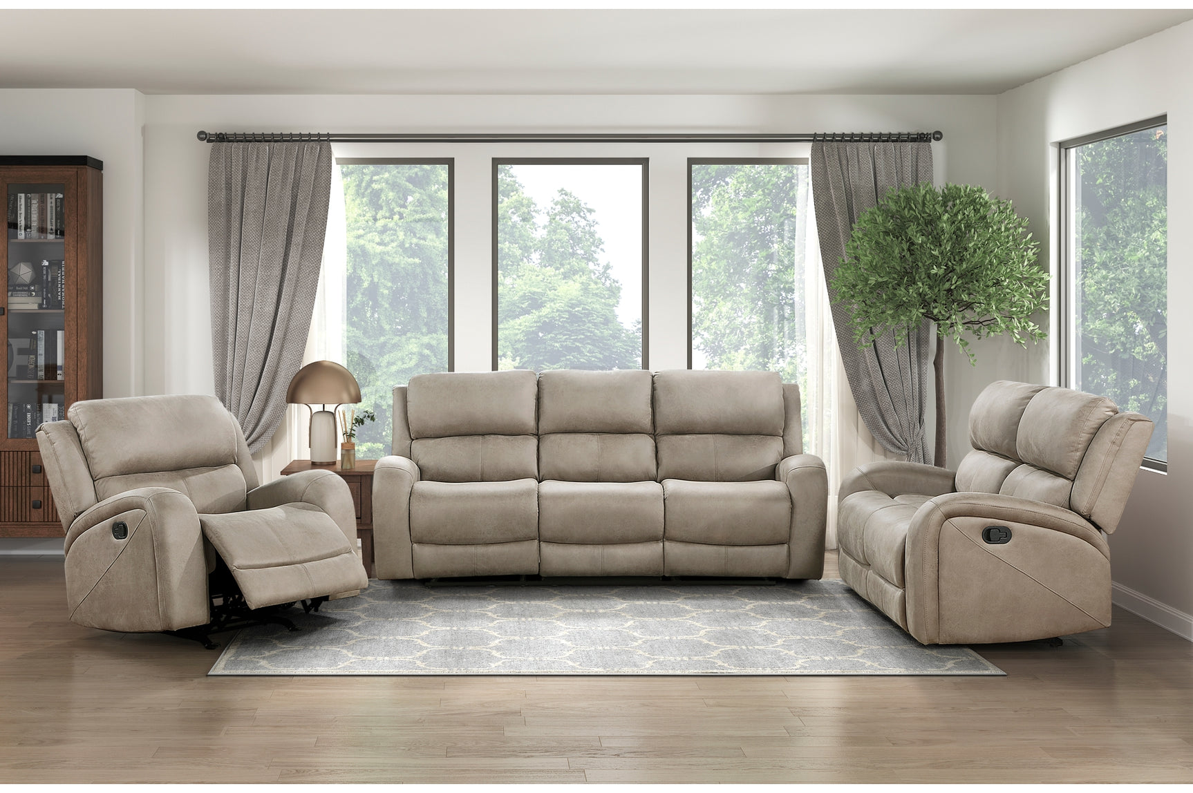 Pagosa double reclining loveseat in brown microfiber angled view