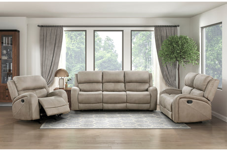 Pagosa double reclining loveseat in brown microfiber angled view