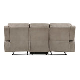 Back view of Pagosa brown microfiber reclining sofa