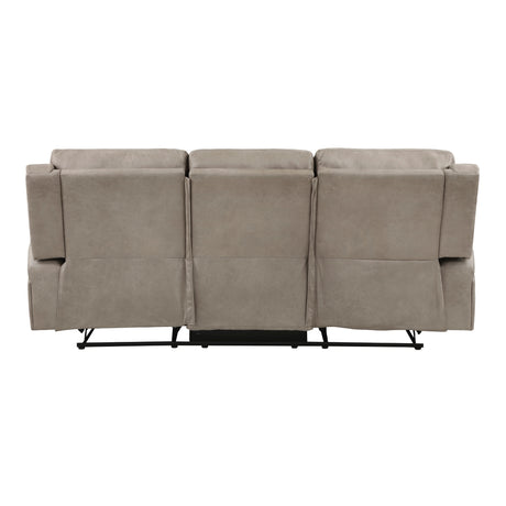 Back view of Pagosa brown microfiber reclining sofa