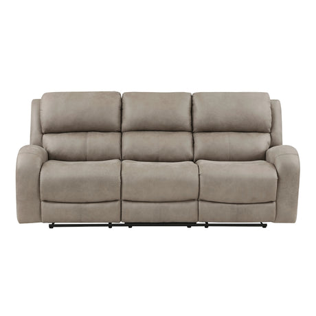 Pagosa brown microfiber reclining sofa front angle
