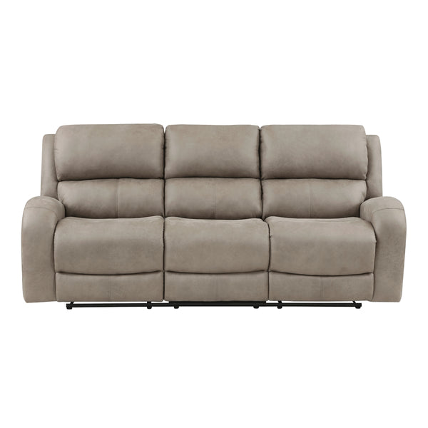 Pagosa brown microfiber reclining sofa front angle