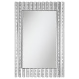Close-up of Aideen mirror's faux crystal vertical stripes