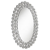 Colleen Oval Wall Mirror with crystal flowers angled view