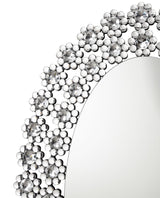 Decorative crystal flower details on mirror frame