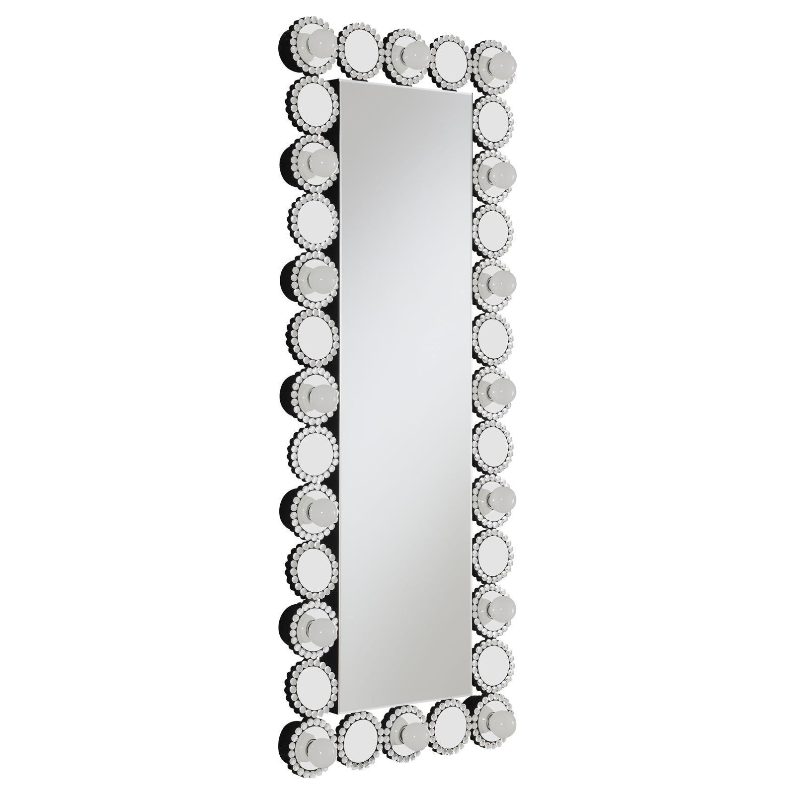 Front view of Aghes rectangular wall mirror with 16 LED bulbs