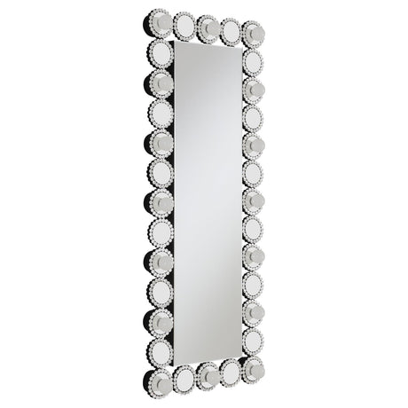 Front view of Aghes rectangular wall mirror with 16 LED bulbs