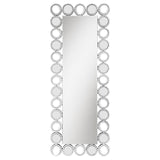 Illuminated LED bulbs around mirror frame