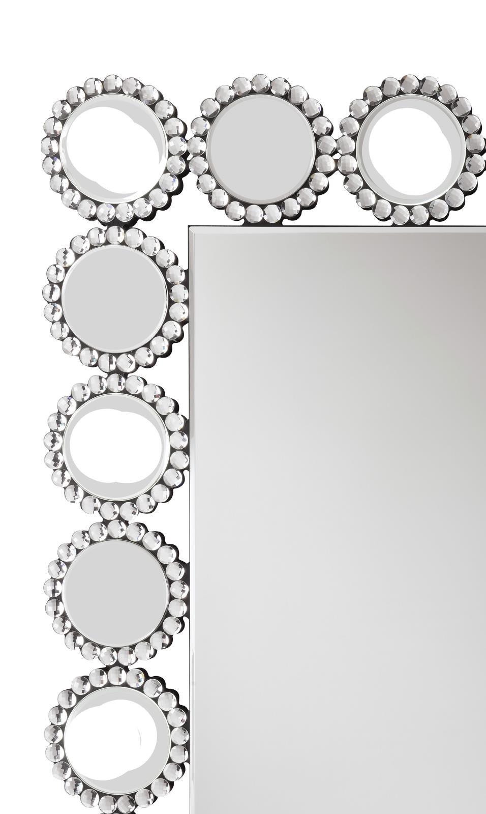 Detailed shot of glass crystal accents on frame