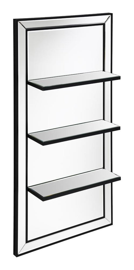 Oriel 3-Shelf Rectangle Wall Mirror front view with shelves