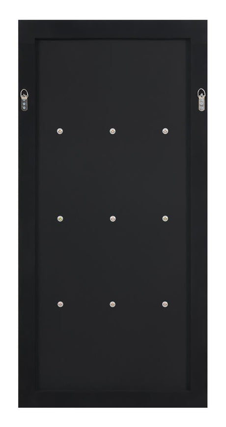 Oriel mirror reflective surface and shelves detail