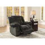 Laurelton Chocolate Solid Wood Plywood Textured Plush Microfiber Upholstery Glider Reclining Chair - Ella Furniture