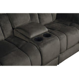 Laurelton Chocolate Textured Plush Microfiber Upholstery Double Glider Reclining Love Seat - Ella Furniture